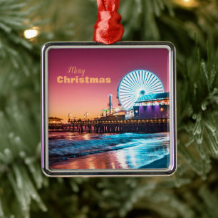 Ornamento De Metal Los Angeles Pink Blue Ferris Wheel Sunset