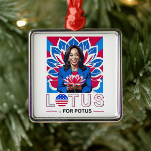 Ornamento De Metal Lotus para a campanha do presidente Potus Kamala H