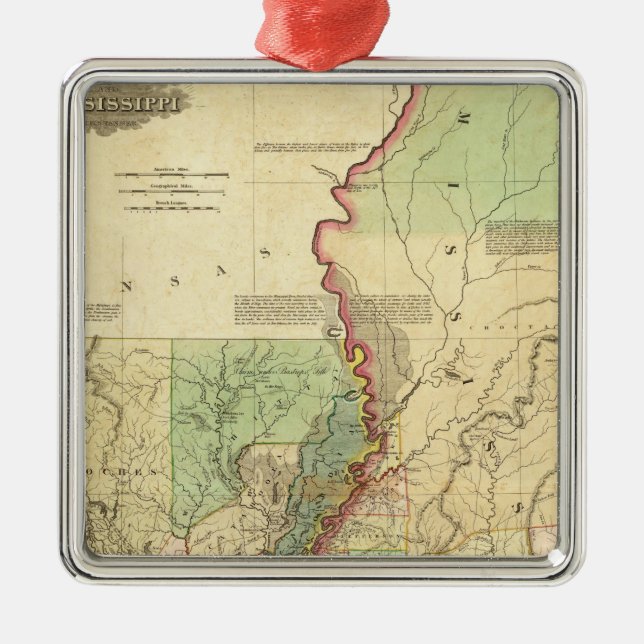 Ornamento De Metal Louisiana e Mississippi (Frente)