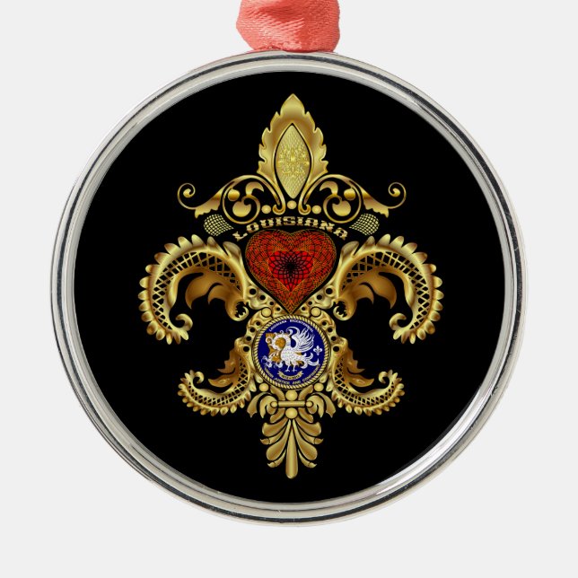 Ornamento De Metal Louisiana Ornaments o círculo superior (Frente)