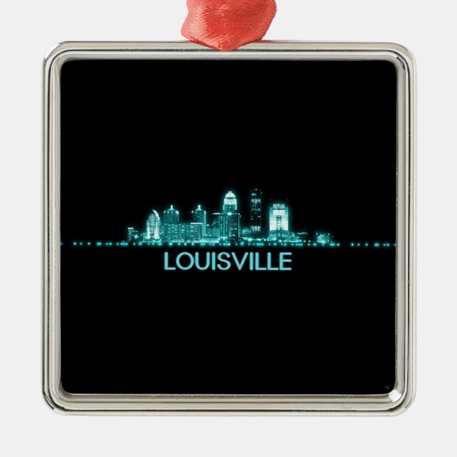 Ornamento De Metal Louisville Skyline (Frente)
