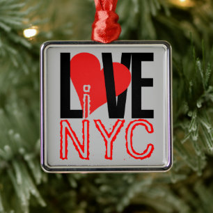 Ornamento De Metal Love & Live In NYC Square Ornament
