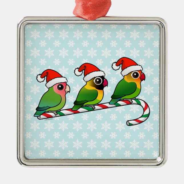 Ornamento De Metal Lovebird Candy Cane (Frente)