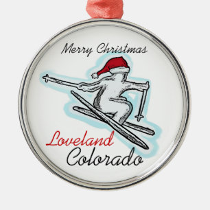 Ornamento De Metal Loveland Colorado papais noeis esquiadores ornamen
