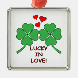 Ornamento De Metal Lucky In Love Heart Clover