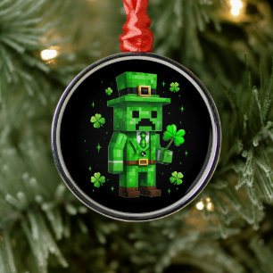 Ornamento De Metal Lucky Leprechaun Divertido Jogo de Vídeo do Dia de