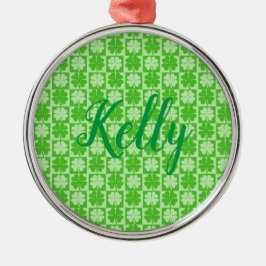 Ornamento De Metal Lucky Shamrock, Kelly, Personalize