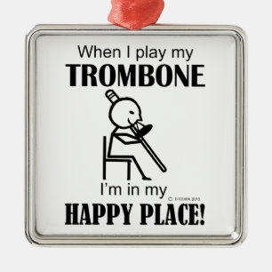Ornamento De Metal Lugar feliz do Trombone