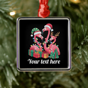 Ornamento De Metal Luzes de Natal Personalizadas de Palma de Flamingo
