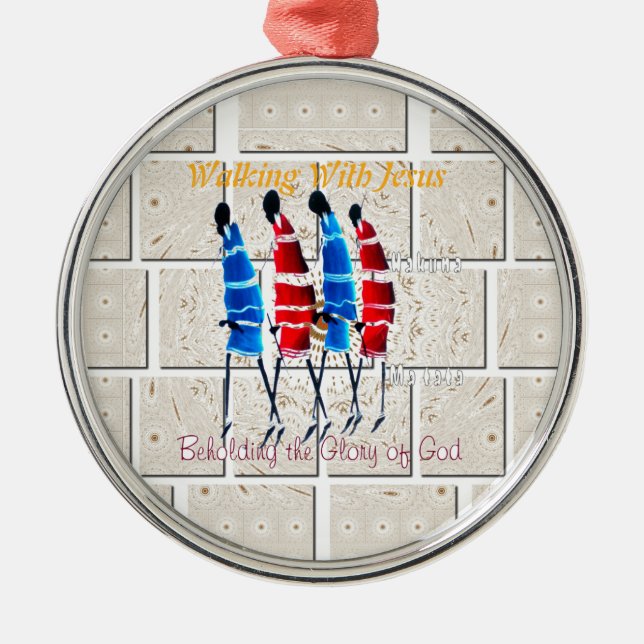 Ornamento De Metal Maasai Morans Christian Art Impressão (Frente)