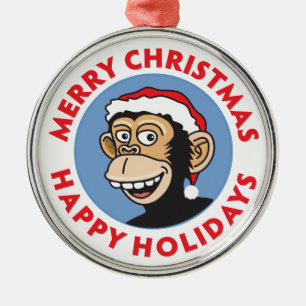 Ornamento De Metal Macaco alegre do papai noel