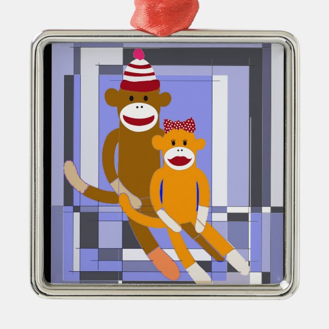 Ornamento De Metal Macaco do Sr. e da Sra. Peúga (Frente)