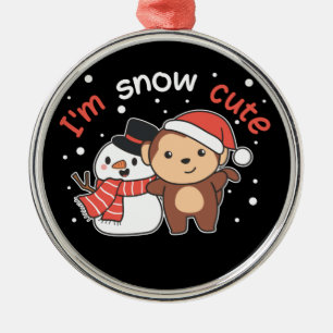 Ornamento De Metal Macaco Eu Te Amo Neve Muito Homem De Neve