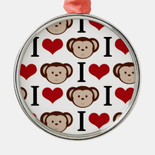 Ornamento De Metal Macacos retros do amor de I
