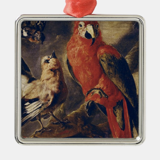 Ornamento De Metal Macaw e Bullfinch (Frente)