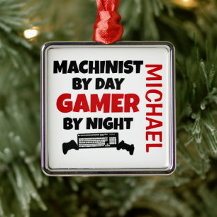 Ornamento De Metal Machinista adora tocar Videos games