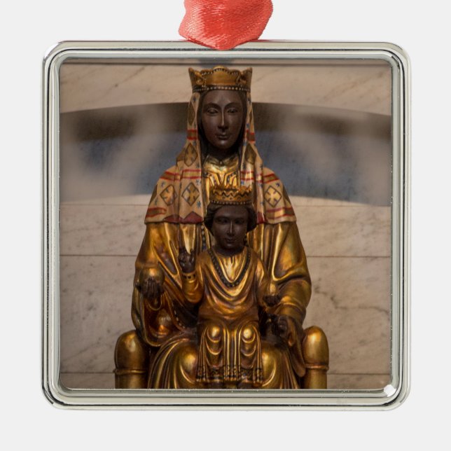 Ornamento De Metal Madona da Espanha de Montserrat Black Madonna (Frente)