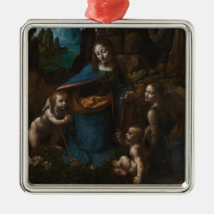 Ornamento De Metal Madona das Rochas"Virgem Maria, menino Jesus, João