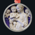 ORNAMENTO DE METAL MADONNA COM CRIANÇAS E ÂNGULOS RODEIROS<br><div class="desc">Elegante e clássico Renaissance fine art,  obra-prima de Bottega della Robbia ( Florence - Itália ) em cores branca,  amarela,  castanha,  azul.</div>