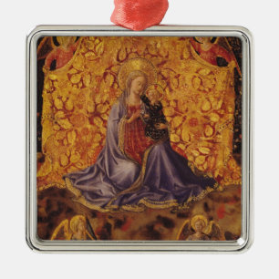 Ornamento De Metal Madonna da humildade com criança e anjos do crist