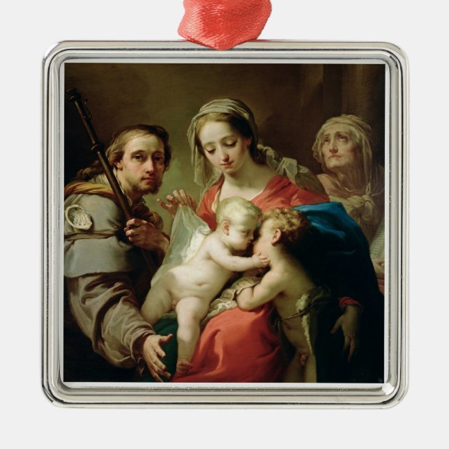 Ornamento De Metal Madonna e criança com santos John, Anna e Rocco (Frente)