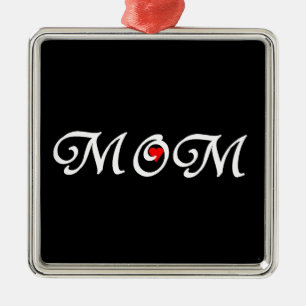 Ornamento De Metal Mãe com coração vermelho