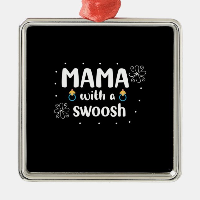 Ornamento De Metal Mãe Dando Presente Mamãe Com Um Sueco (Frente)