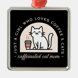 Ornamento De Metal Mãe de gato engraçada amante de café