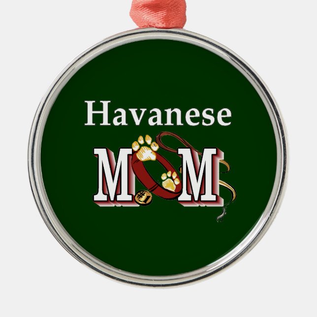 Ornamento De Metal Mãe de Havanês (Frente)