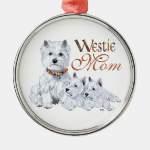 Ornamento De Metal Mãe do Terrier Branco de West Higland
