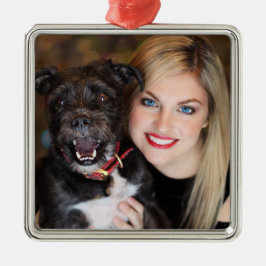 Ornamento De Metal Mãe e Cachorro na Árvore de Natal