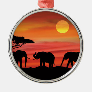 Ornamento De Metal Mãe e Elefante Bebê em Serengeti