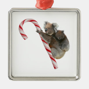 Ornamento De Metal Mãe e Natal do bastão de doces do Koala de Joey
