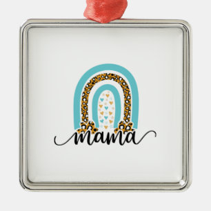 Ornamento De Metal Mãe Gift Rainbow Leopard Mama