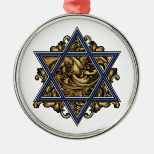Ornamento De Metal Magen David Dourado