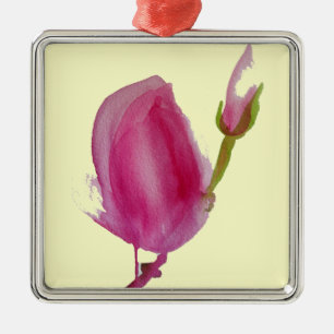 Ornamento De Metal Magnolia, cor-de-rosa, flor