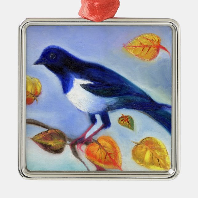 Ornamento De Metal Magpie 2012 do outono (Frente)