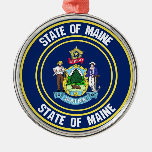 Ornamento De Metal Maine Round Emblem (Frente)