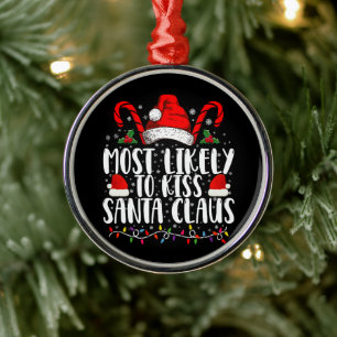 Ornamento De Metal Mais Propenso a Beijar Papai Noel Família de Natal