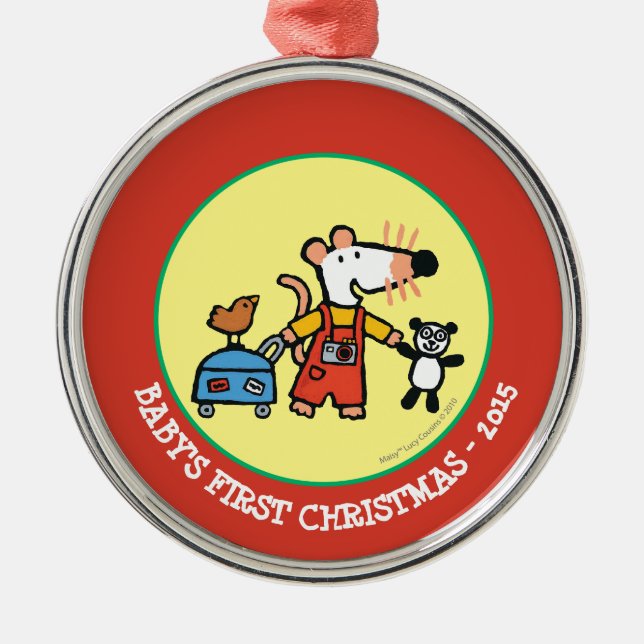 Ornamento De Metal Maisy pronta para férias com bagagem (Frente)