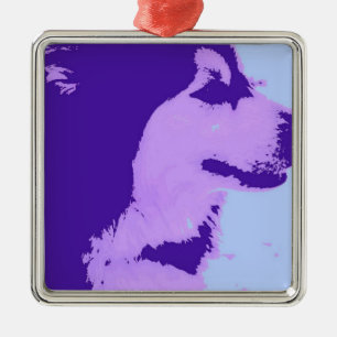 Ornamento De Metal Malamute Pop Art Roxo