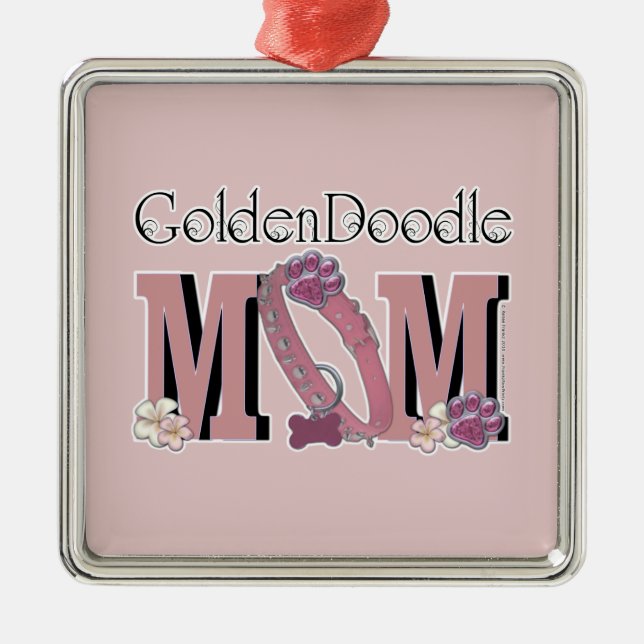 Ornamento De Metal MAMÃ de GoldenDoodle (Frente)