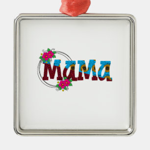 Ornamento De Metal Mamãe Com Flor