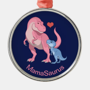 Ornamento De Metal MamaSaurus T-Rex e dinossauros do bebé