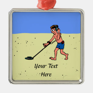 Ornamento De Metal Man Metal Detecting Beach