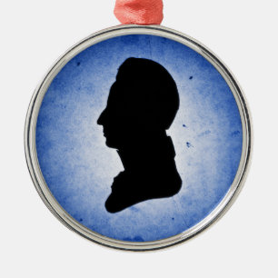 Ornamento De Metal "Man Silhouette on Blue"