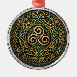 Ornamento De Metal Mandala de Espiral Tripla — Entrelaçamento Celta E