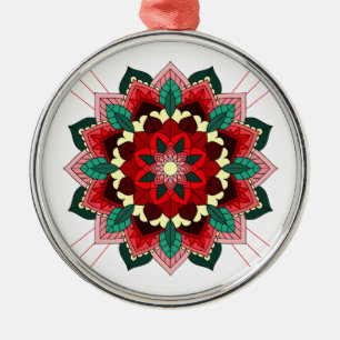 Ornamento De Metal Mandala Padrão 02 em vermelho