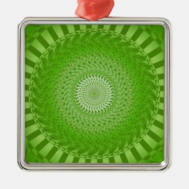 Ornamento De Metal Mandala verde do Sol (Frente)
