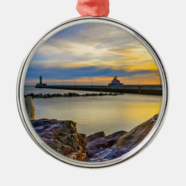 Ornamento De Metal Manhã gêmea do cais (Frente)